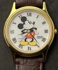 Vtg New 1989 LORUS Seiko Men’s 36mm Mickey Mouse Quartz Watch Gold White MOP
