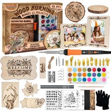 Wood Burning Kit - 81Pcs All-in-One Wood Burning Tool Pen Adjustable Temperat...