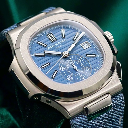 Patek Philippe Nautilus Chronograph Blue Dial Blue Calfskin Denim MINT SET 5980