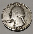 Circulated Denver 1935 D Denver Washington Quarter 90% Silver Edge Imperfection