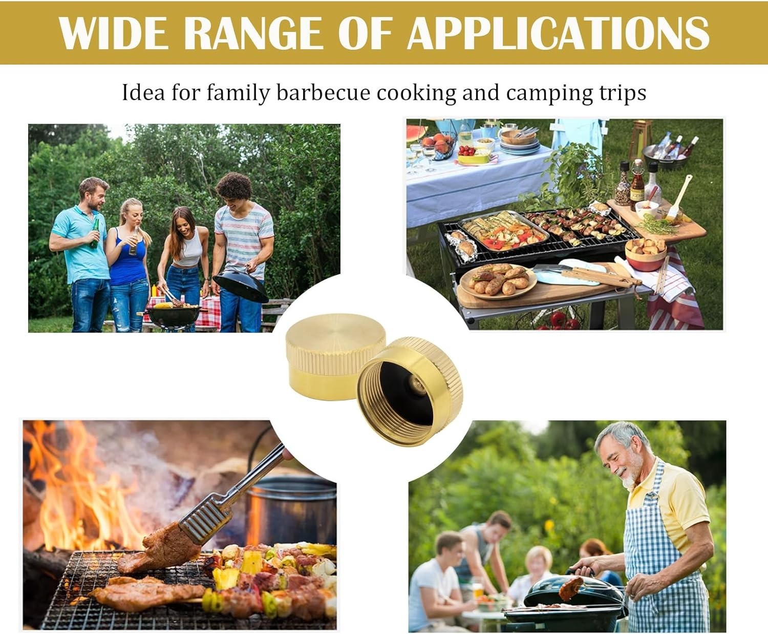 6PCS Solid Brass Propane Bottle Caps For Refill 1 LB Gas Tank Cylinder Seal NEW