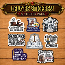 Lawyer Gift Sticker Pack Funny Legal Water-resist Vinyl Decals For Law Student Lawyer Gift Sticker Pack Funny Legal Water-resist Vinyl Decals For Law Student
