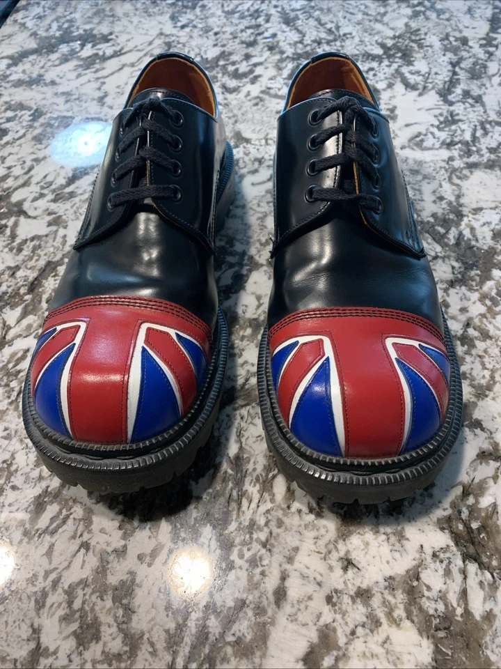 Vtg Tredair Designer Leather British Flag Shoes Union Jack Men Sz 11 UK Sz 12 US - Image 2 of 4
