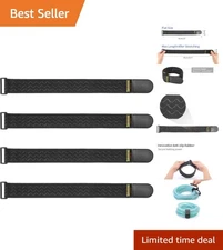 4-Pack Elastic Cinch Straps with Anti-Slip Rubber, 2" x 18" - Secure Bundling