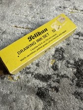 2095M Vtg Pelikan Germany Drawing Ink Set 523/6 No.9063 Yellow is Empty 4 Unused