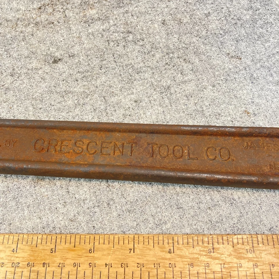 Herramienta Media Luna De Colección 18" Llave Ajustable Gota Acero Forjado EE. UU. Foto 2 de 4