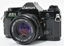 ▶️ Near Mint Canon AE-1 PROGRAM Black Film Camera NFD 50mm f/1.8 Japan 2641182