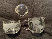 Nestle Vintage World Globe Glass Sugar Bowl and Creamer Set