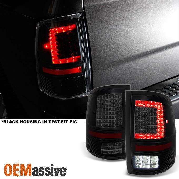 Fit 2009-2018 Dodge RAM *C-Shaped* Design Black Smoked LED Tail Lights Tail Lamp