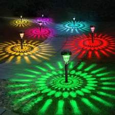 Bright Solar Pathway Lights 8 Pack,Color Changing+Warm White LED Solar Lights