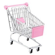 Mini Hand Push Shopping Cart Supermarket Trolley Kid Pretend Role Play Toy Pink