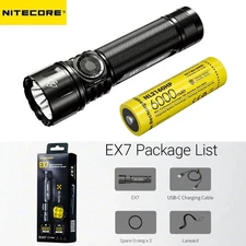Nitecore EX7 Flashlight 6000LM LED Rechargeable Light + NL2160HP 6000mAh Battery