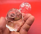 VTG PAIR 1955-60 STEUBEN GLASS 2.5" OWL FIGURINES HAND COOLERS. MINT!