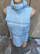 Carlisle Blue Striped Sleeveless Mohair Blend Turtleneck Sweater Top  Women's M