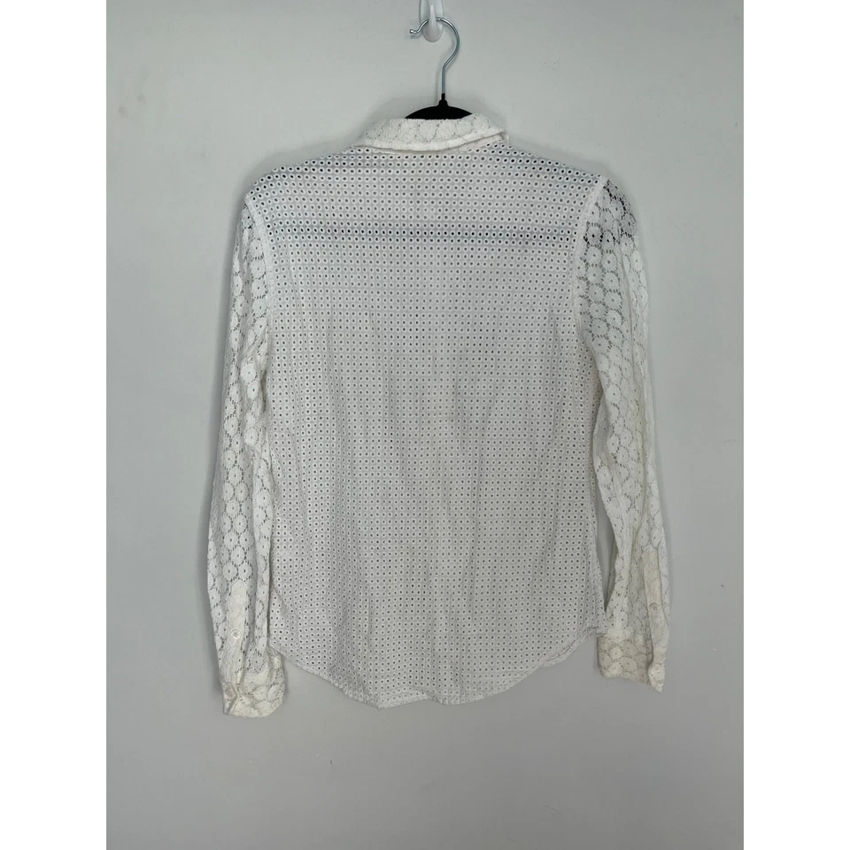 Equipment Lace Button Down Top Women XS White Eyelet Embroidered Blouse - Image 2 of 4