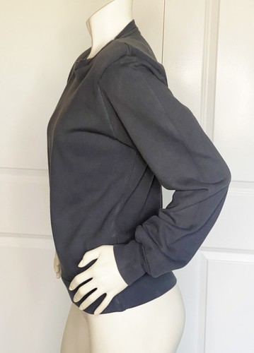 MOTHER GRAY COTTON SHOULDER PADS CROP SWEATSHIRT SIZE: S - Picture 4 of 8