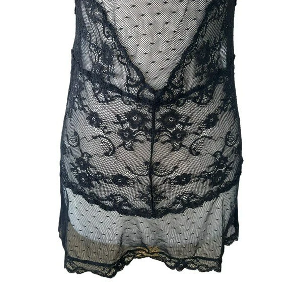 UNDERCOVER Abito Victoria's Secret molto sexy nero in pizzo trasparente slip Med regolabile punto svizzero