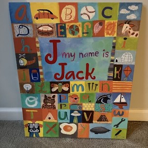 oopsy daisy canvas wall name art  “Jack”. Height Is 22 And Width is 18”