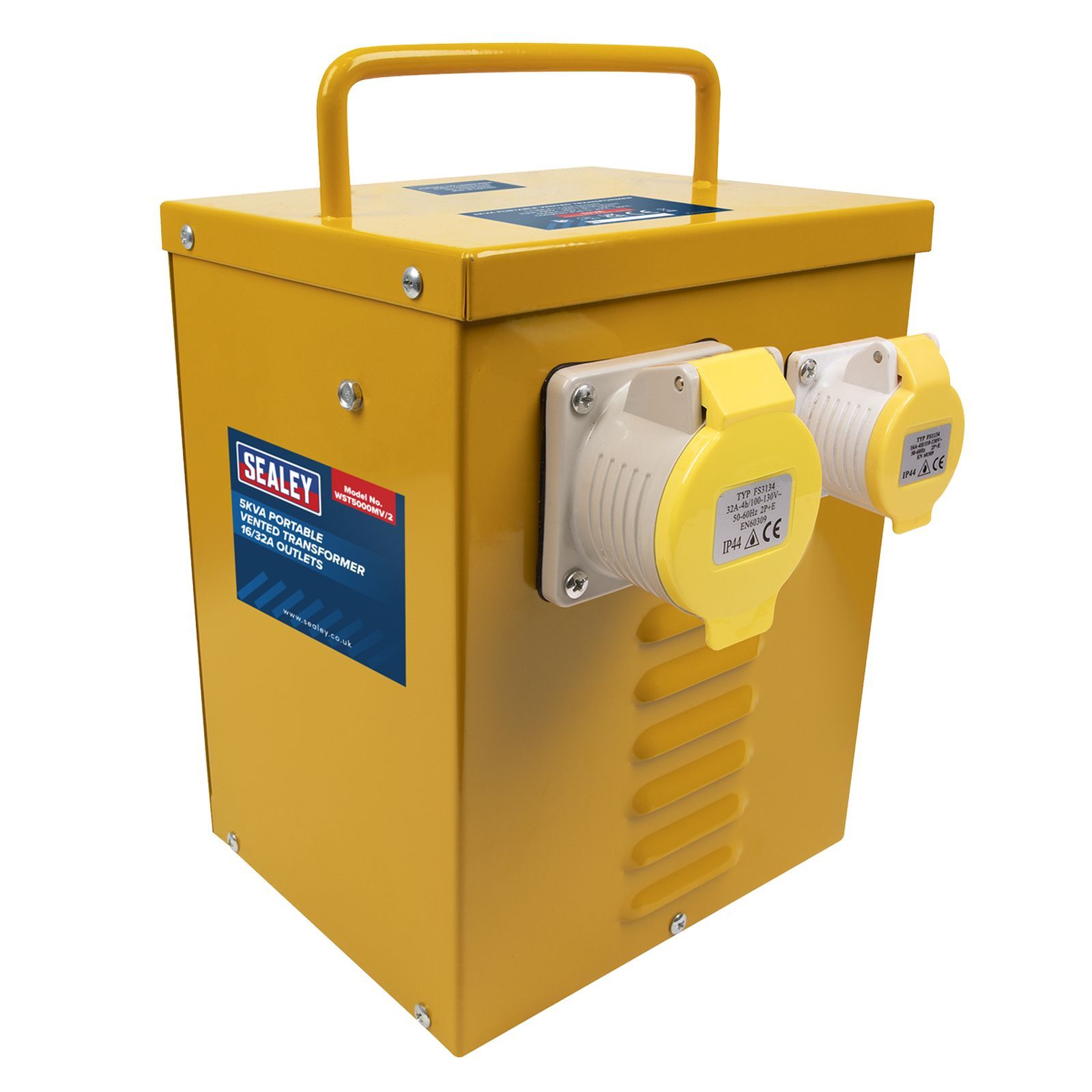 Sealey 5kVA Portable Vented Transformer 16/32A Outlets - WST5000MV/2
