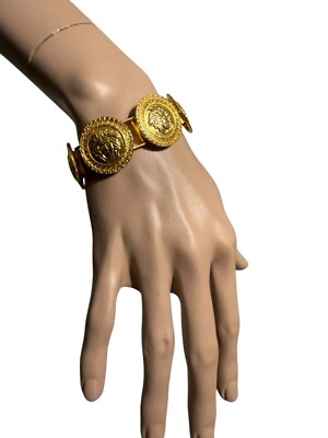 Vtg Gianni Versace 90s Gold Medusa Bracelet