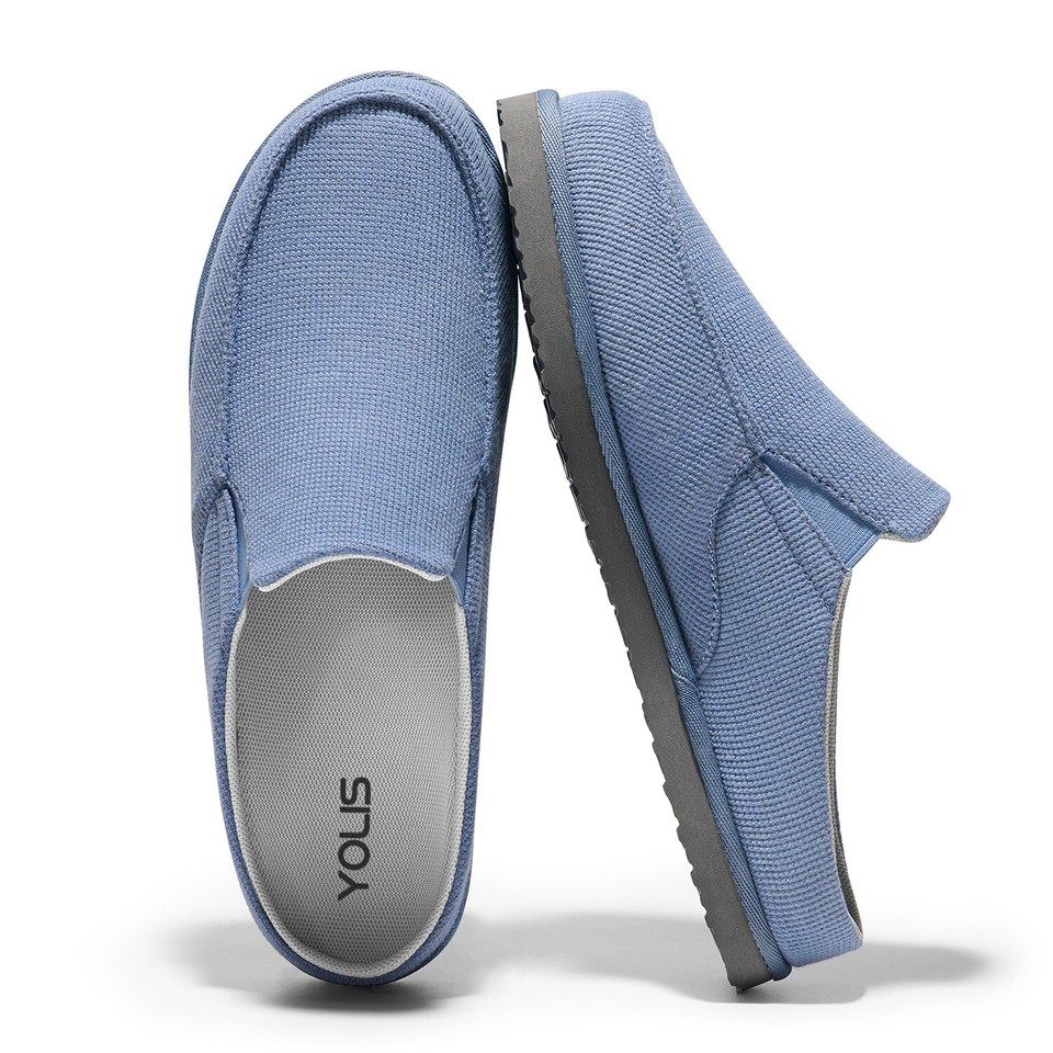 YOLIS Men Moccasin Slippers Clog Arch Support Outdoor Bedroom Loafer