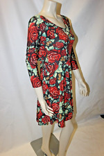 New Red Floral Dress Stretchy Size 12 Club L Tied Back Unusual Evening Party
