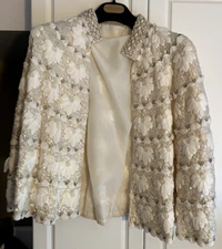 Classic Custom Cape White on White With Beads & Pearls 22" Neck to Waist Length