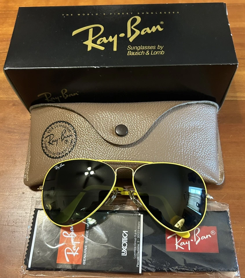 Lentes Ray Ban Aviator Bausch Lomb amarillas colores voladores 58 mm G-15 con caja y estuche Foto 4 de 4