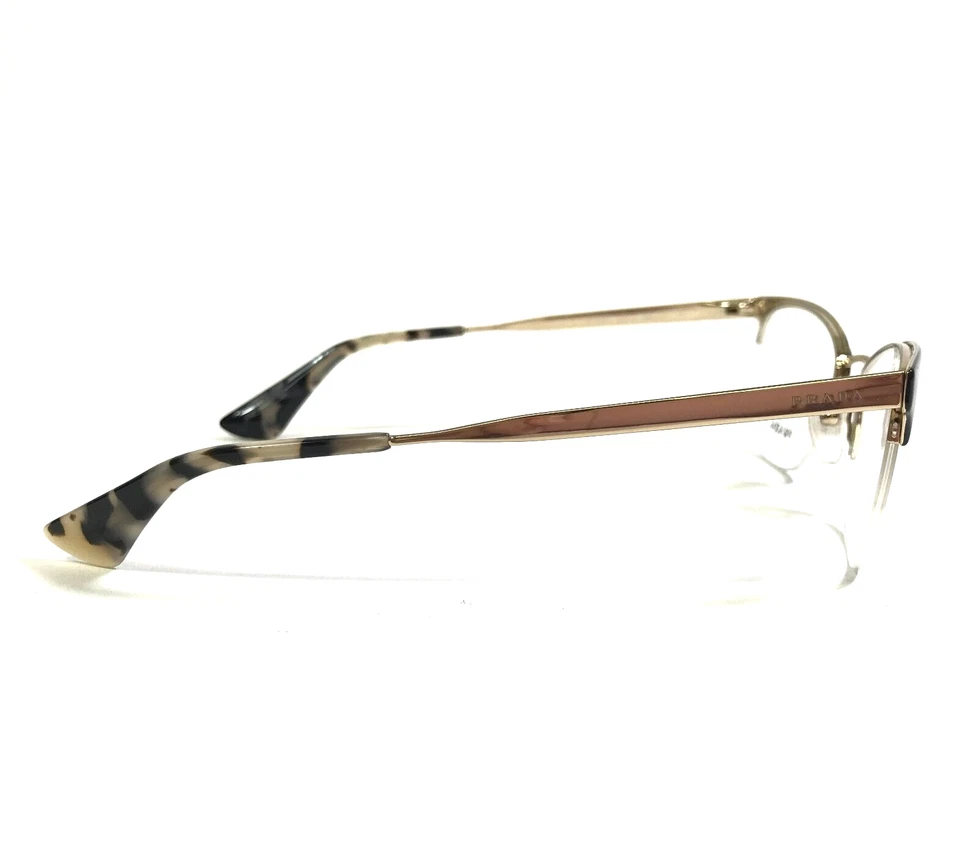 Prada Eyeglasses Frames VPR65Q QE3-1O1 Black Gold Cat Eye Half Rim 51-17-140 - Image 3 of 4