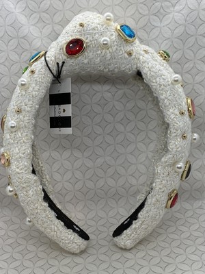 Lele Sadoughi Gem Bezel Boucle Knotted Headband Ivory | eBay display picture 2