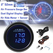 2"52mm Dual Display Air Pressure Gauge 0-220PSI LED Digital Air Suspension Gauge