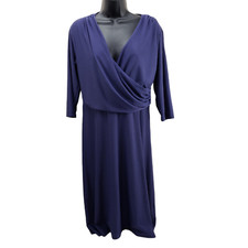 Jon & Anna New York Dress Medium Blue Stretch 3/4 Sleeve Wrap Top