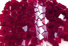 110 Mosaic Tiles 1/2" RED VELVET Transparent Stained Glass GORGEOUS 