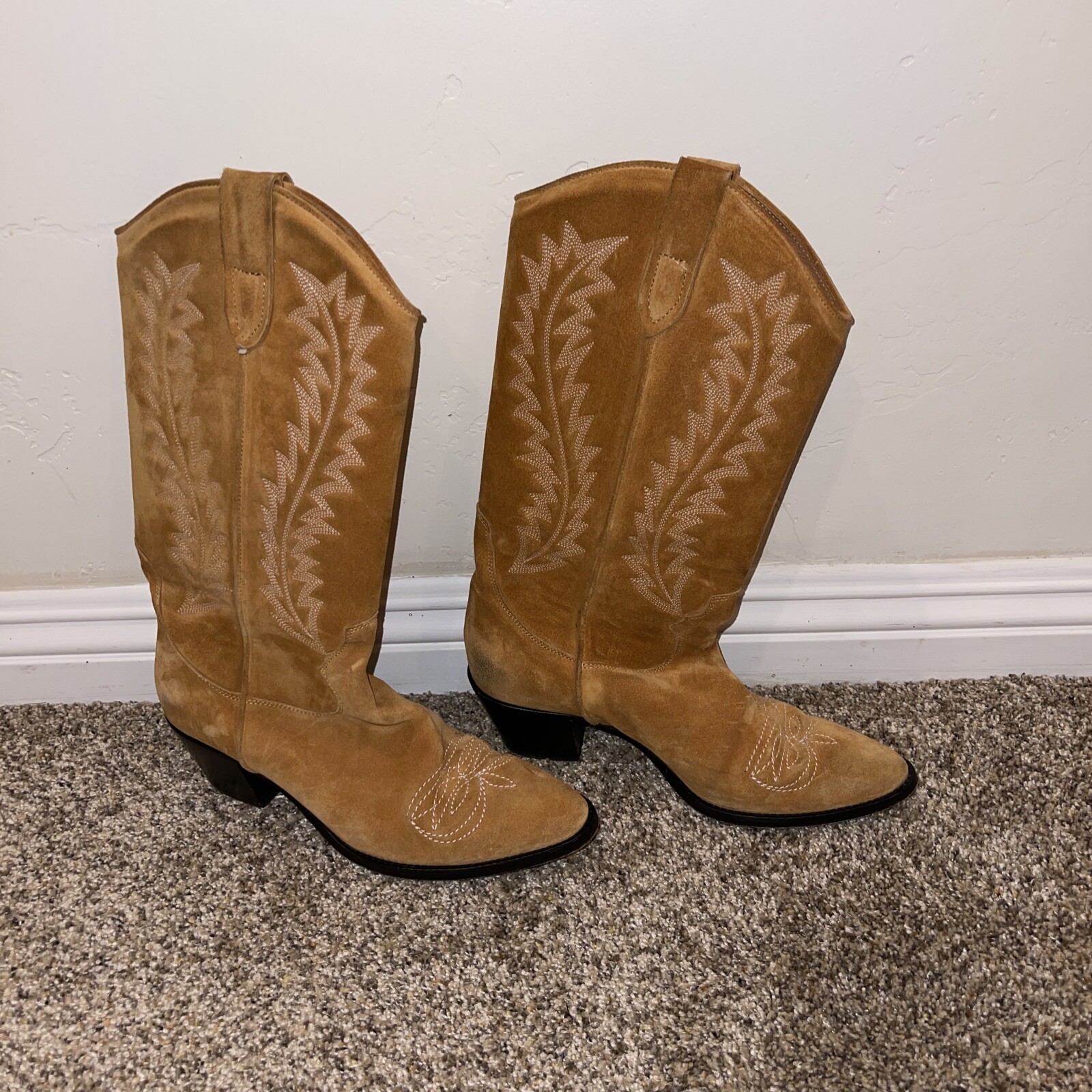Vero Cuoio Suede Cowboy boots tan size 38 | eBay