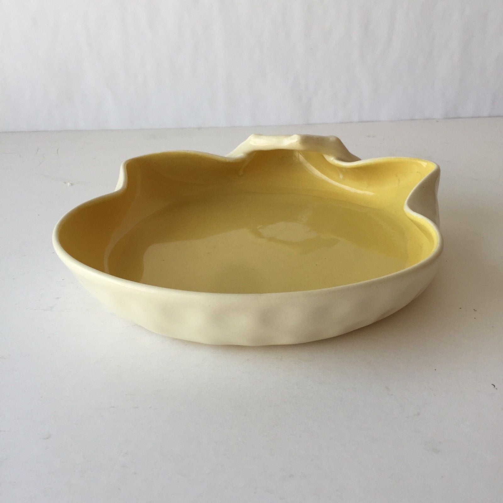 Poppy Trail Hand Made in California USA Yellow White Branch Tray Art Pottery