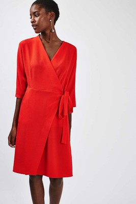 topshop red wrap dress