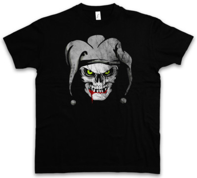 JOKER SKULL I T-SHIRT - Dead Tattoo Art Rockabilly Skeleton Roses Artist