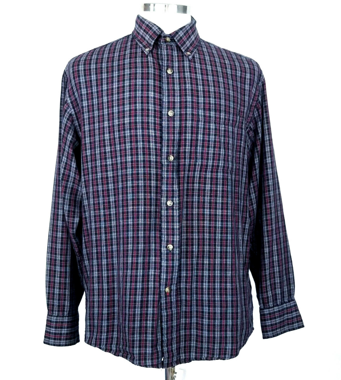 Pendleton Mens Button Down Shirt M Red Blue Plaid… - image 1