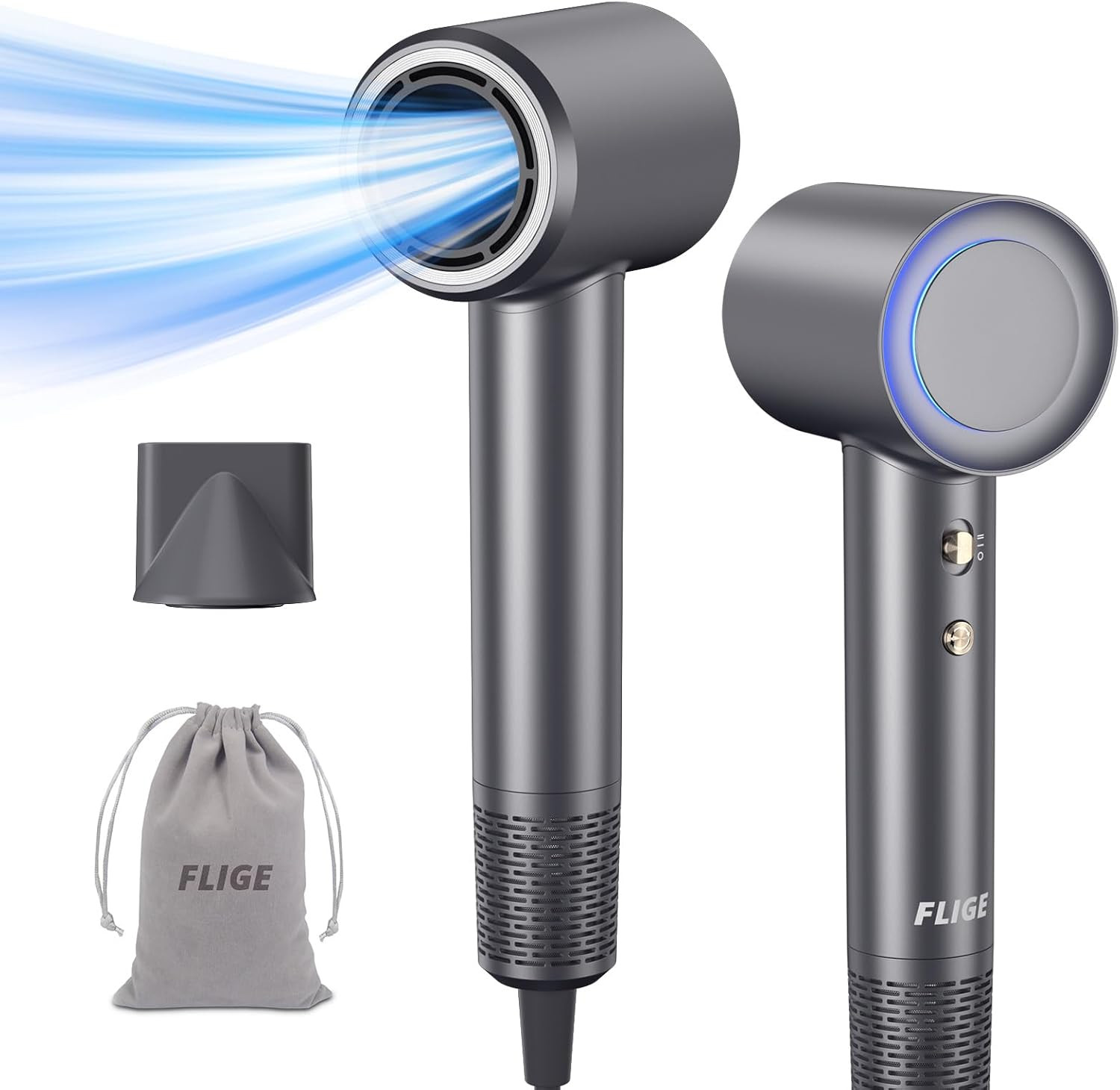 Hair Dryer,110,000 RPM High Speed Brushless Motor Negative Ionic Blow Dryer for