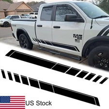 2x Black Truck Side Door Skirt Vinyl Sticker Stripe Graphic For Ford F-150 Etc