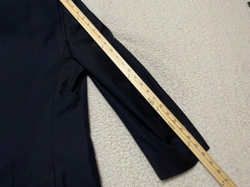 Calvin Klein Mens sz 44 Blazer Solid Blue 3 Button 100% Wool Long Sleeve - Picture 10 of 12
