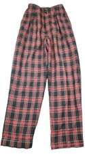 Vintage Womens Pants High Waisted Red Black Plaid Tartan Trousers sz 2P Y2K USA
