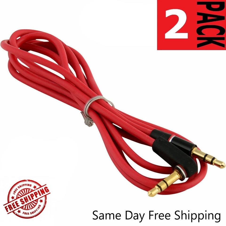 2x 3.5mm Male to M Aux Cable Cord L-Shaped Right Angle Car Audio Headphone Jack - Image 2 of 2