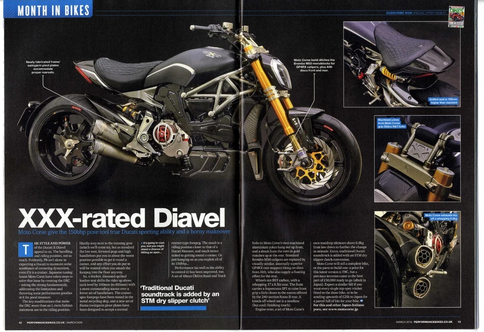 PERFORMANCE BIKES MAGAZINE MARCH 2018-DUCATI PANIGALE V4 / DUCATI X-DIAVEL / V4 - Image 3 of 4