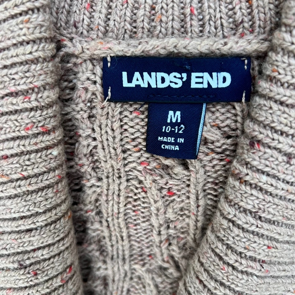 Cardigan Sweater Women Cable Knit Shawl Collar Beige Fisherman Wool Peppy Sz M - Image 3 of 4