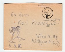 1942 Deutsche Afrika Korps Stempel Feldpostbrief WW2 Drittes Reich, selten, Wien