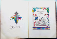 Livre d'Heures de Prières vers 1860 entièrement enluminé  Reliure Blason argenté