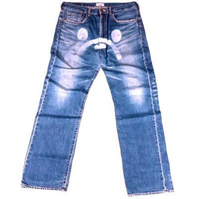 Купить bape milo face denim pants a bathing ape nigo size s