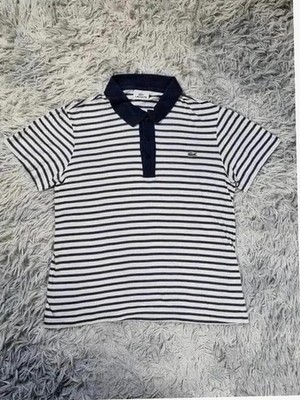 Vintage Lacoste Poloshirt Marine gestreift blau weiß Marinekragen Kroko Logo Größe M/L