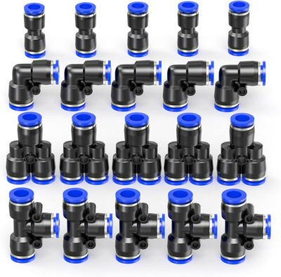 20 Stück Blau 6MM Rohr OD Push-to-Connect Fittings Pneumatische Quick Release Co